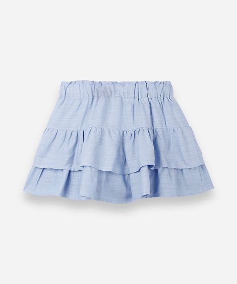 short saia infantil com babado azul