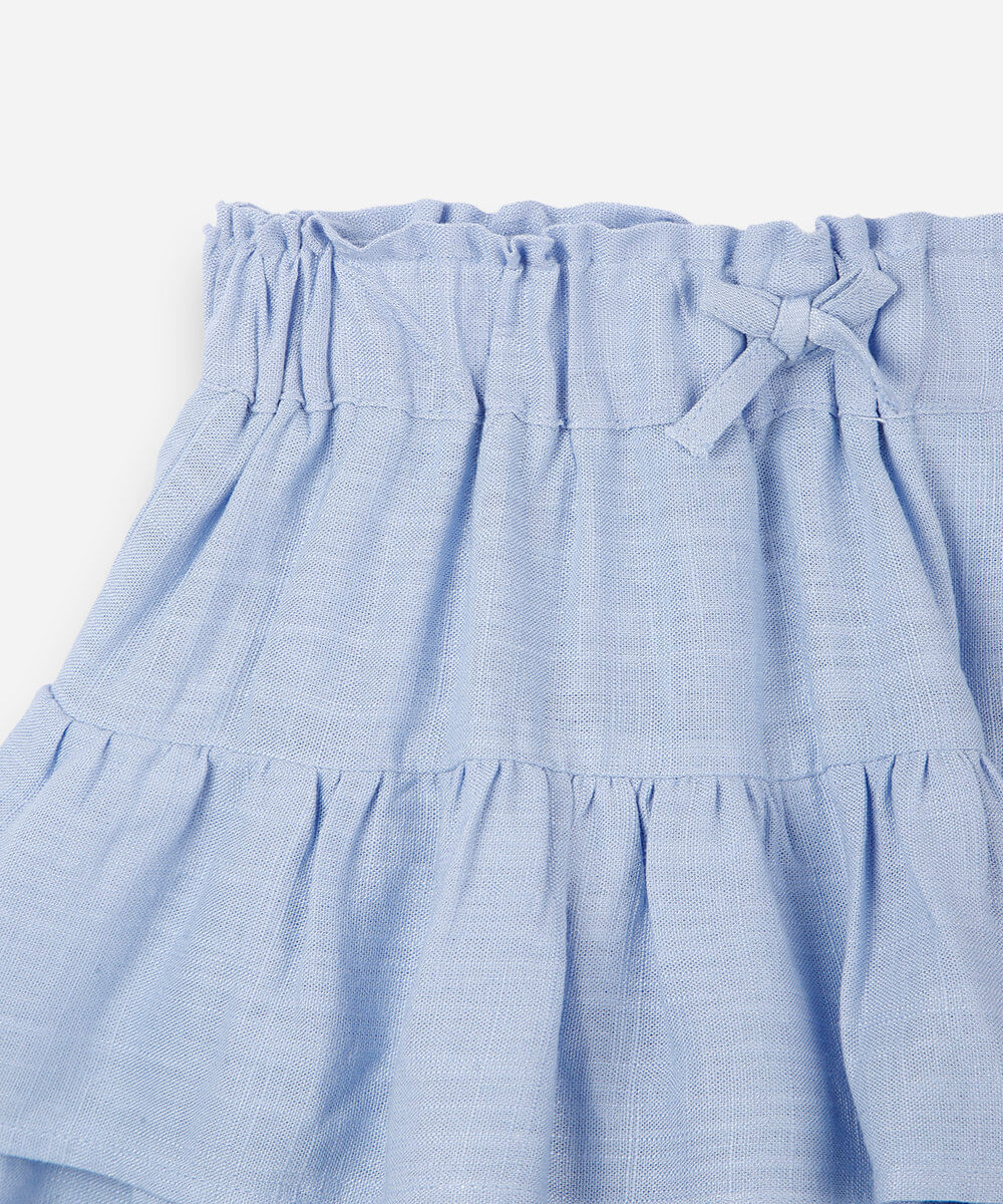 short saia infantil com babado azul