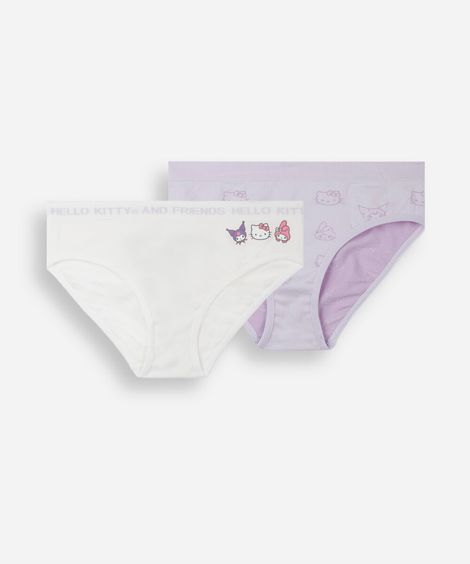 kit de 2 calcinhas infantis sem costura hello kitty colorido