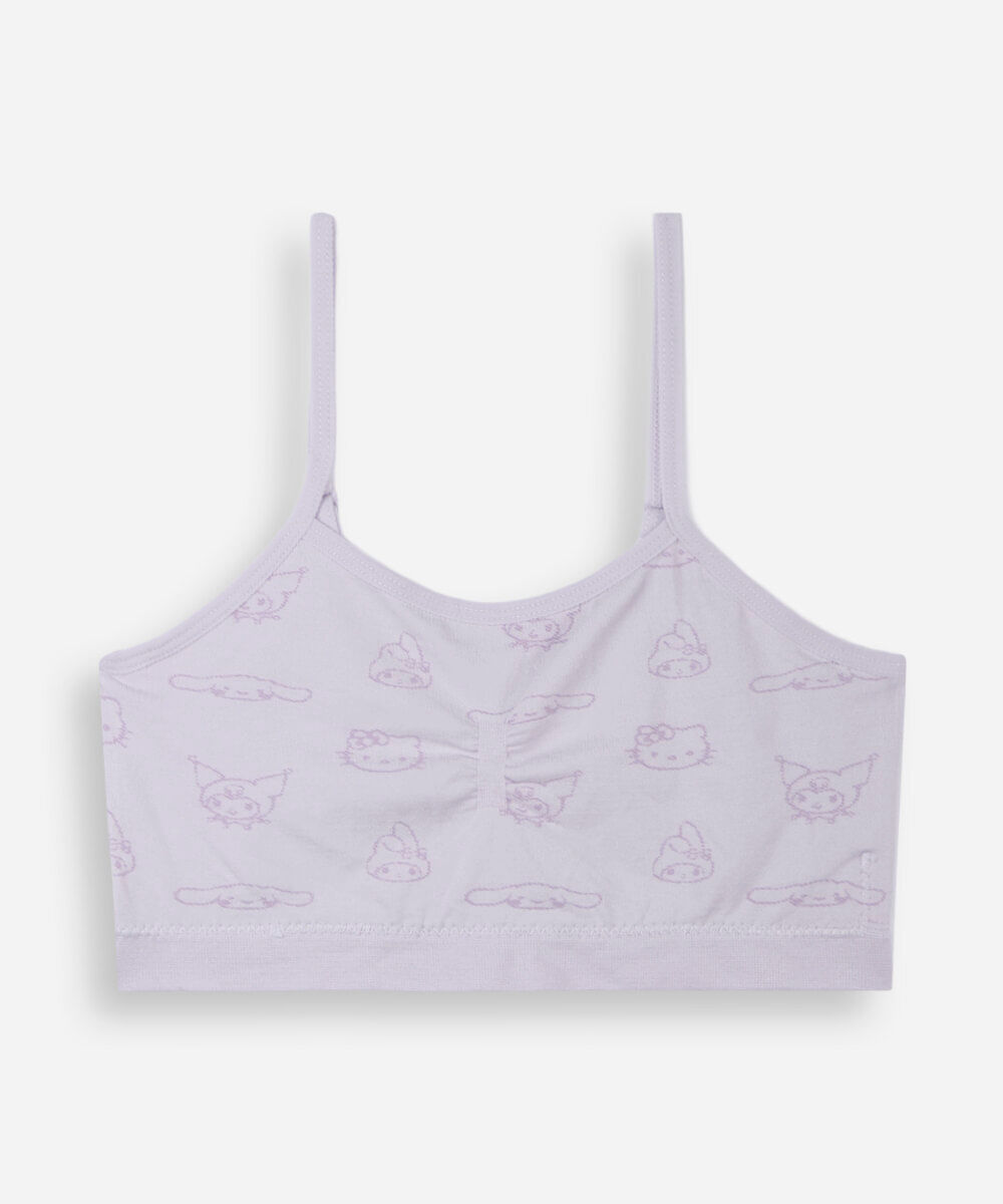 kit de 2 sutiãs top infantis sem costura hello kitty colorido
