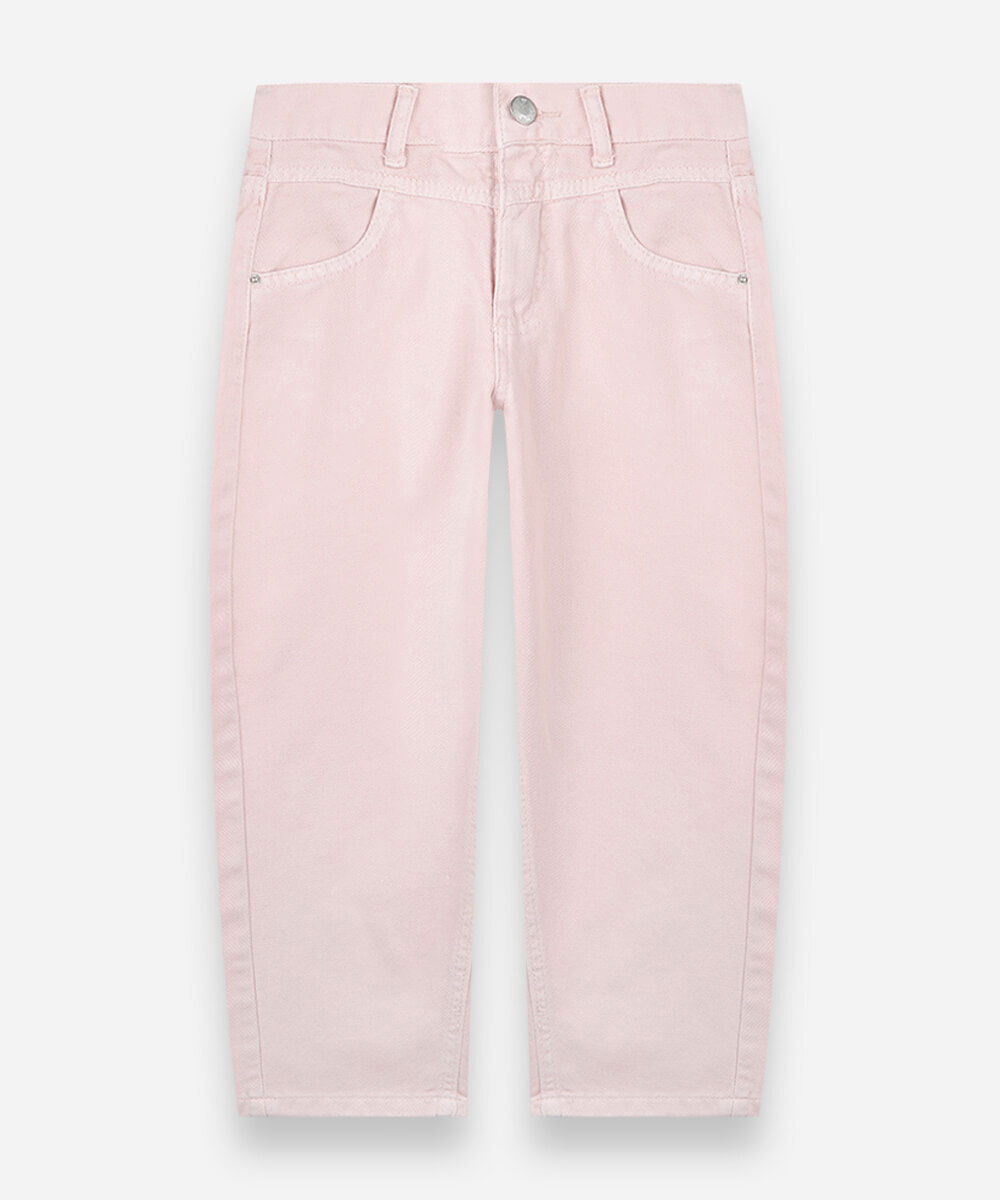 calça balloon infantil de sarja rosa