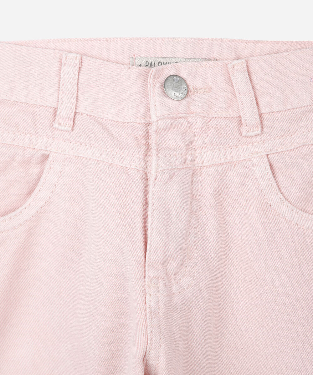 calça balloon infantil de sarja rosa