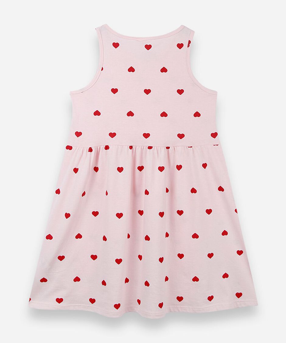 kit de 2 vestidos infantis de algodão básicos corações colorido
