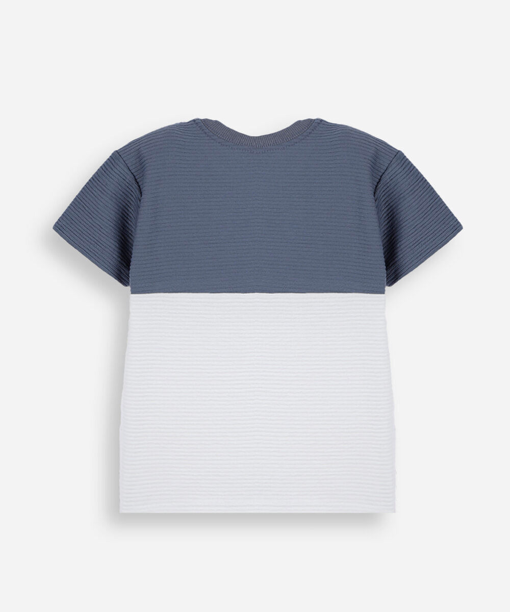 camiseta infantil com recorte manga curta patrulha canina texturizada azul