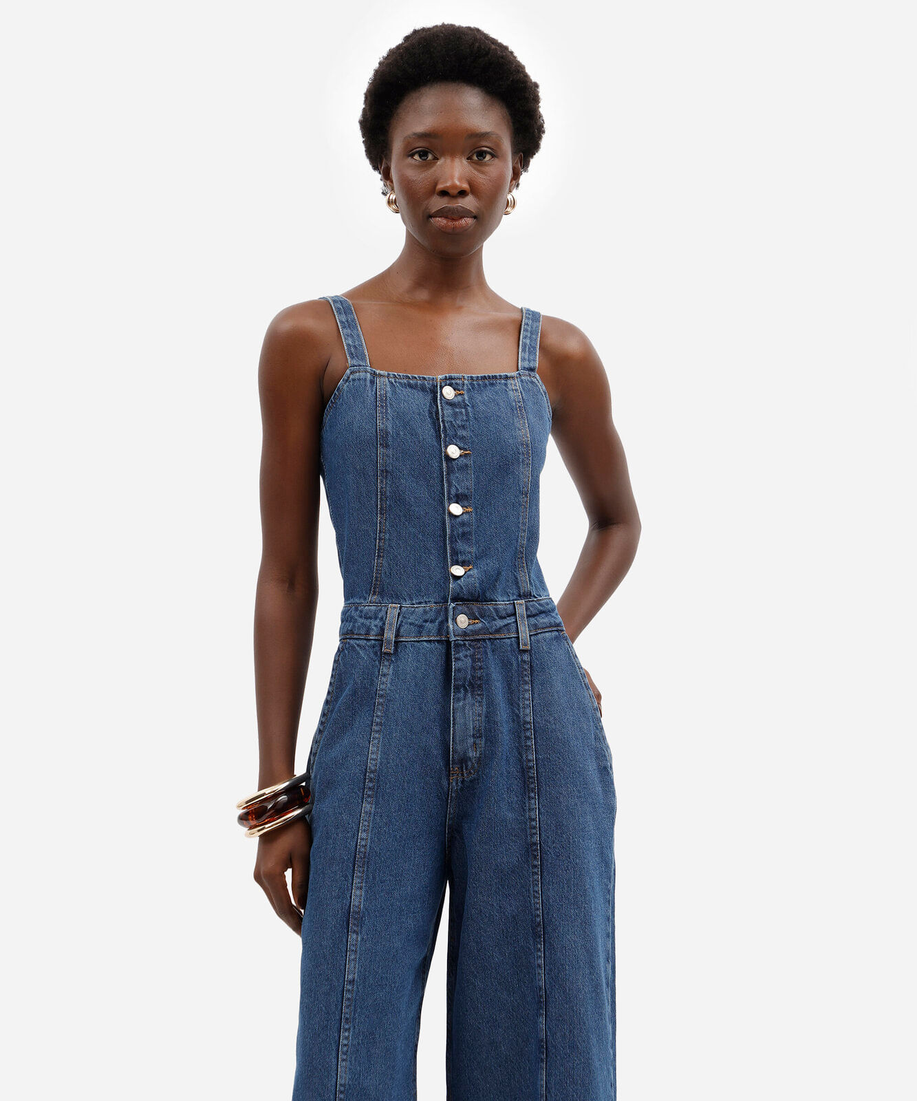 macacão pantacourt feminino jeans azul