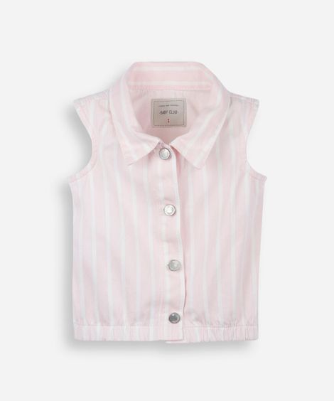 blusa infantil de sarja listrada rosa