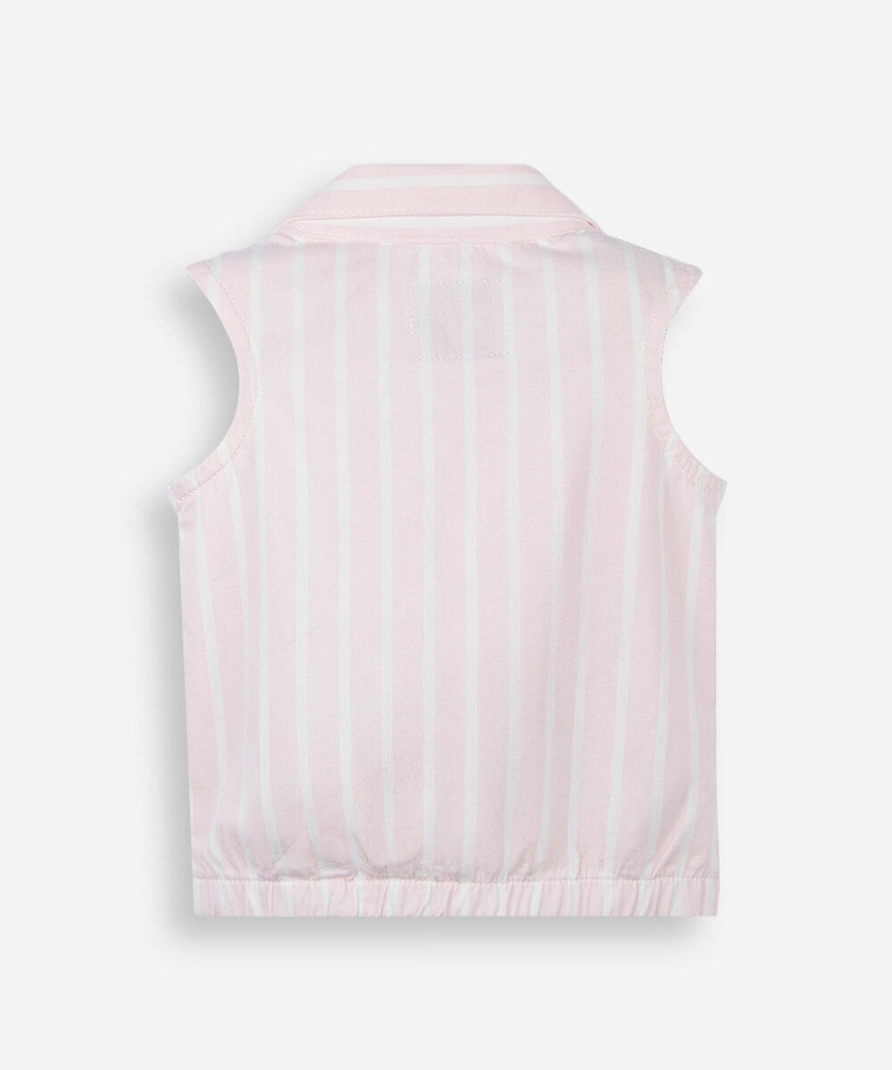 blusa infantil de sarja listrada rosa