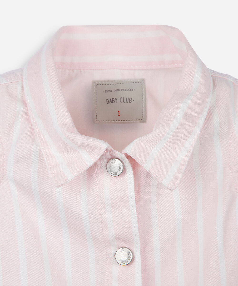 blusa infantil de sarja listrada rosa