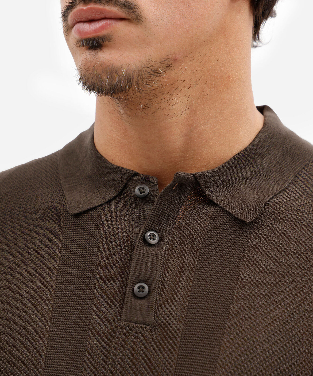polo masculina de tricot manga curta marrom