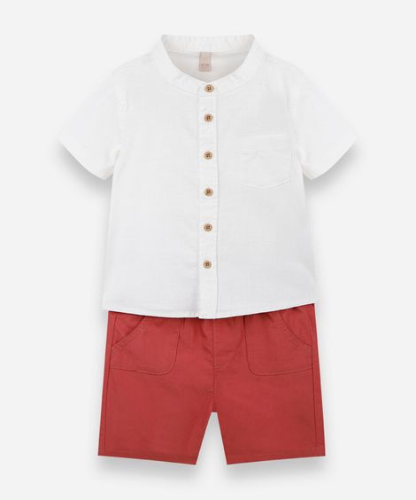 conjunto curto infantil de algodão laranja