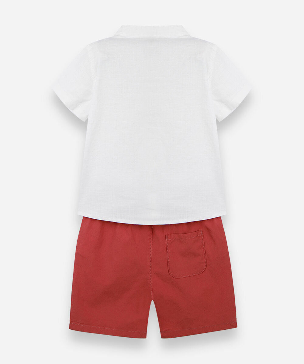 conjunto curto infantil de algodão laranja