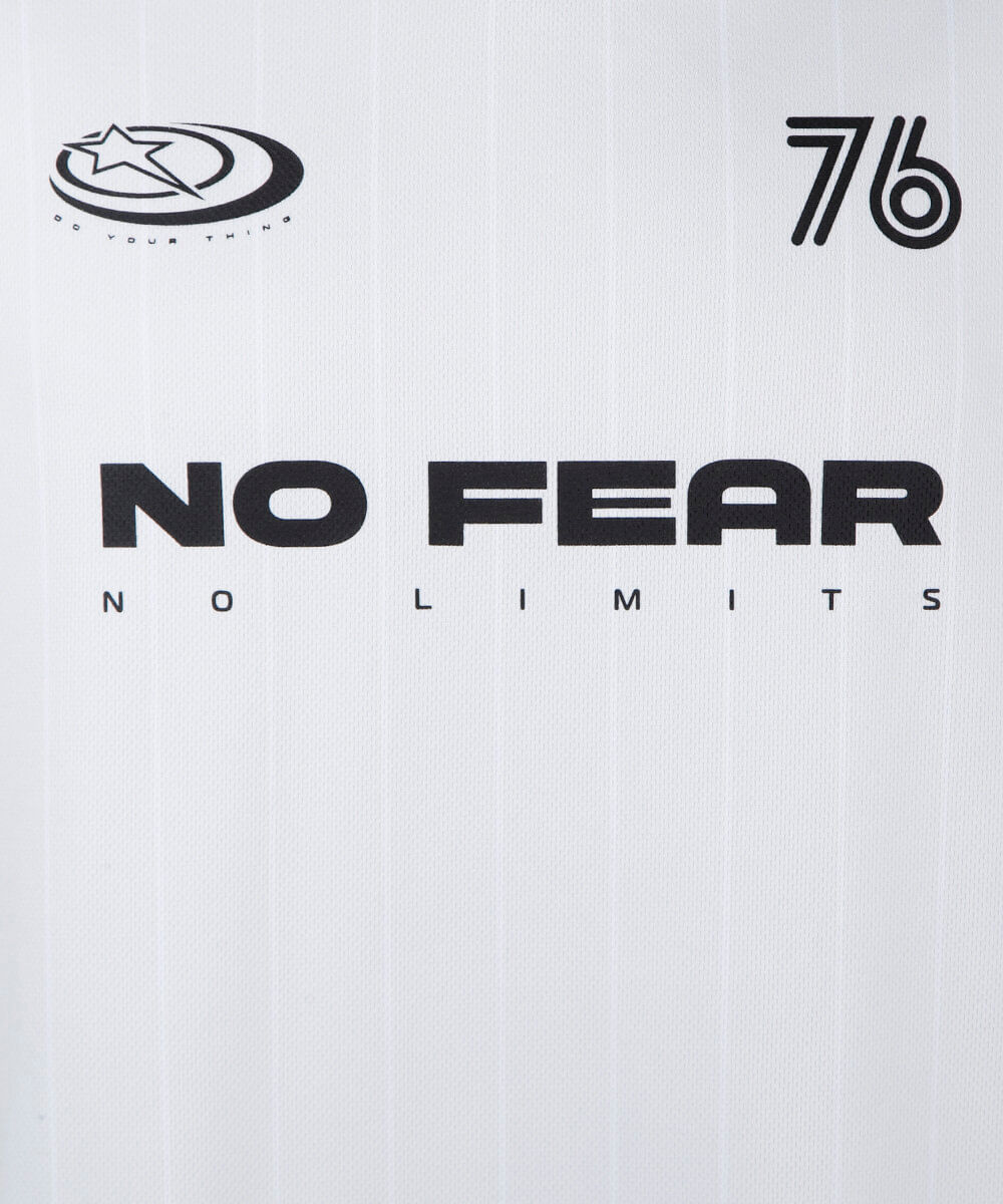 camiseta juvenil manga curta com gola e nervuras manga curta off white
