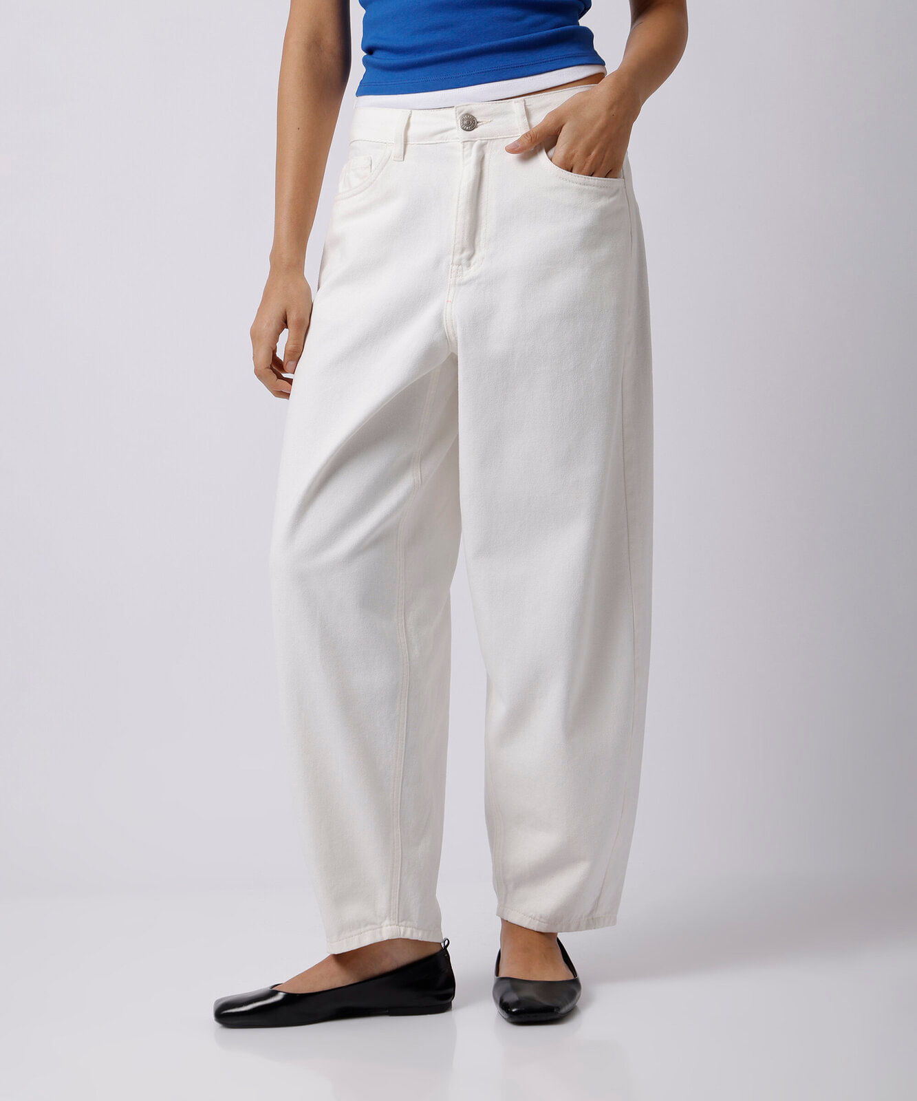 calça balloon feminina jeans mindset off white