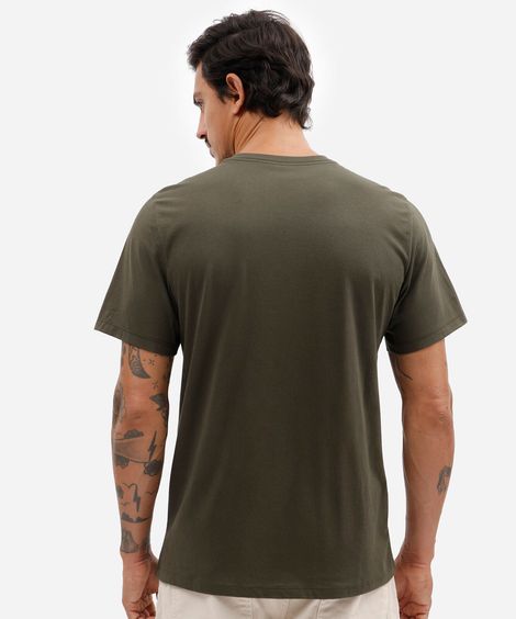 camiseta masculina básica comfort de malha verde