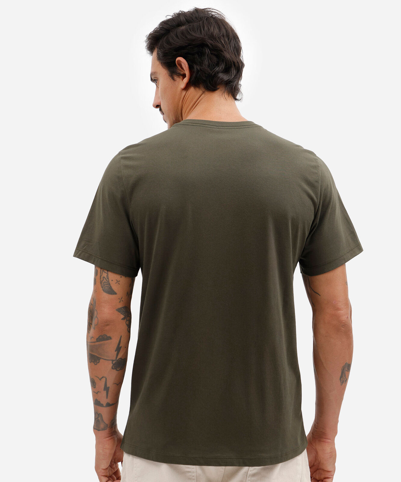 camiseta masculina básica comfort de malha verde