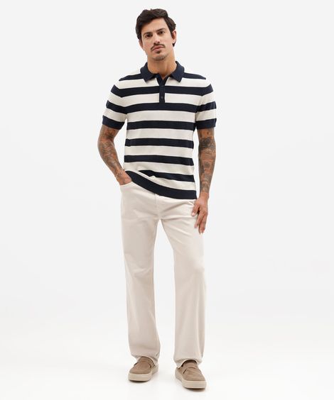 calça reta masculina de sarja bege