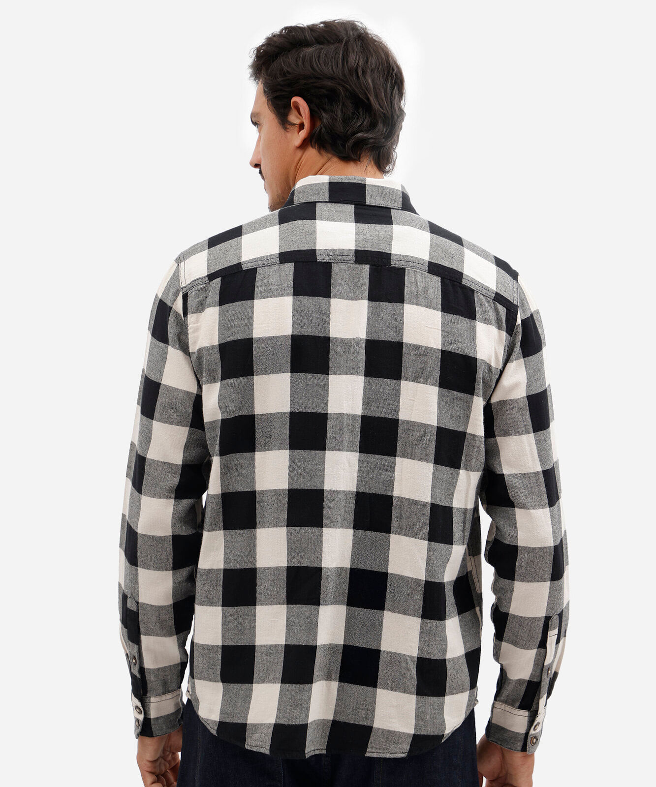 camisa masculina de algodão manga longa com bolsos xadrez colorida
