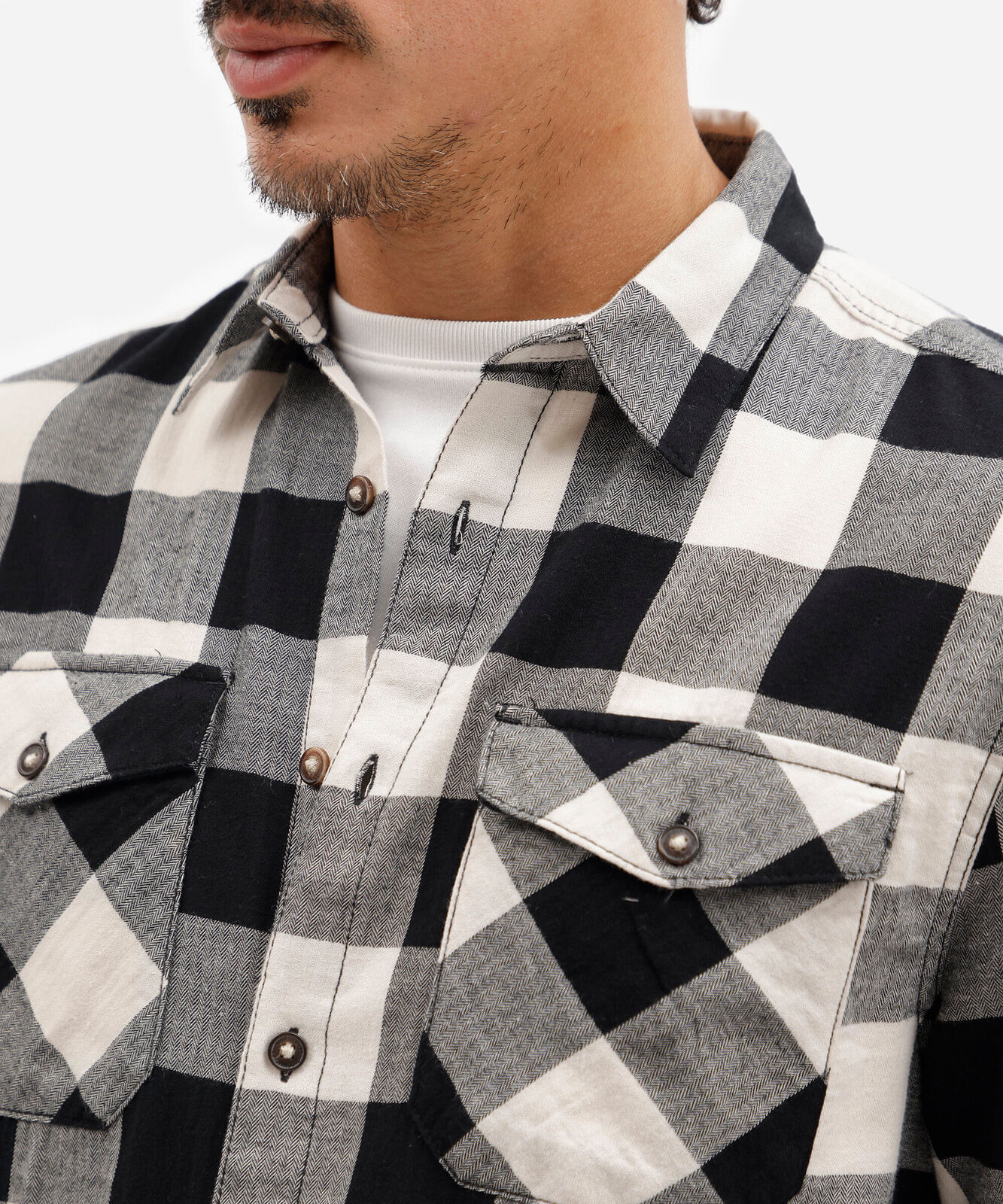camisa masculina de algodão manga longa com bolsos xadrez colorida