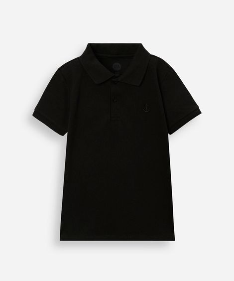 polo de algodão infantil âncora preta