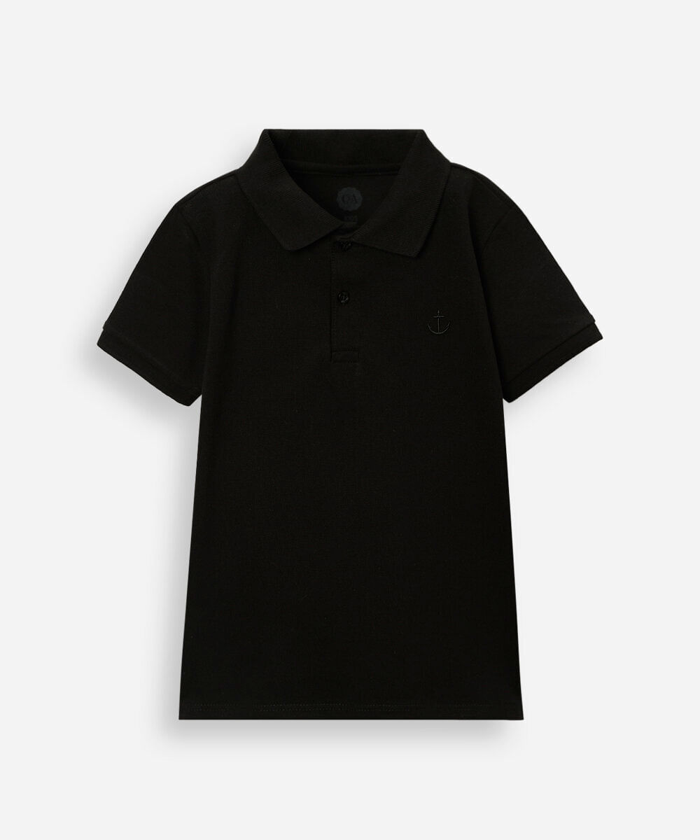 polo de algodão infantil âncora preta