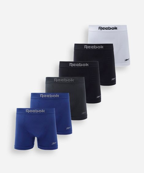 kit de 6 cuecas boxer masculinas sem costura reebok colorido