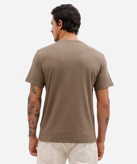 camiseta slim fit masculina de algodão peruano manga curta bege