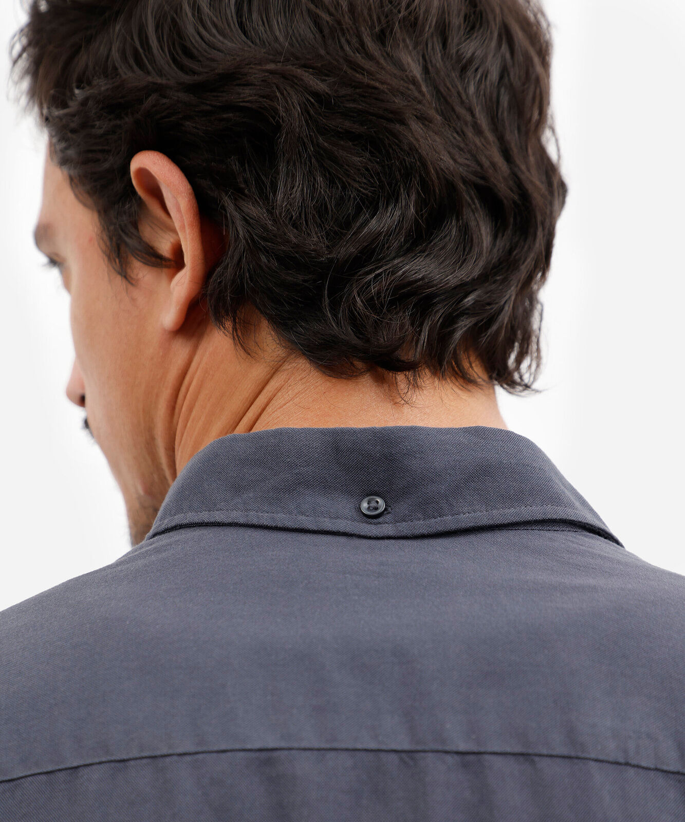 camisa masculina de algodão manga longa com bolso azul