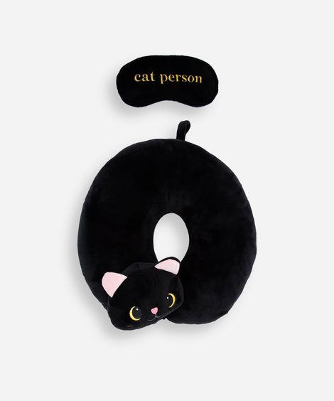 apoio de pescoço feminino com máscara gato preto