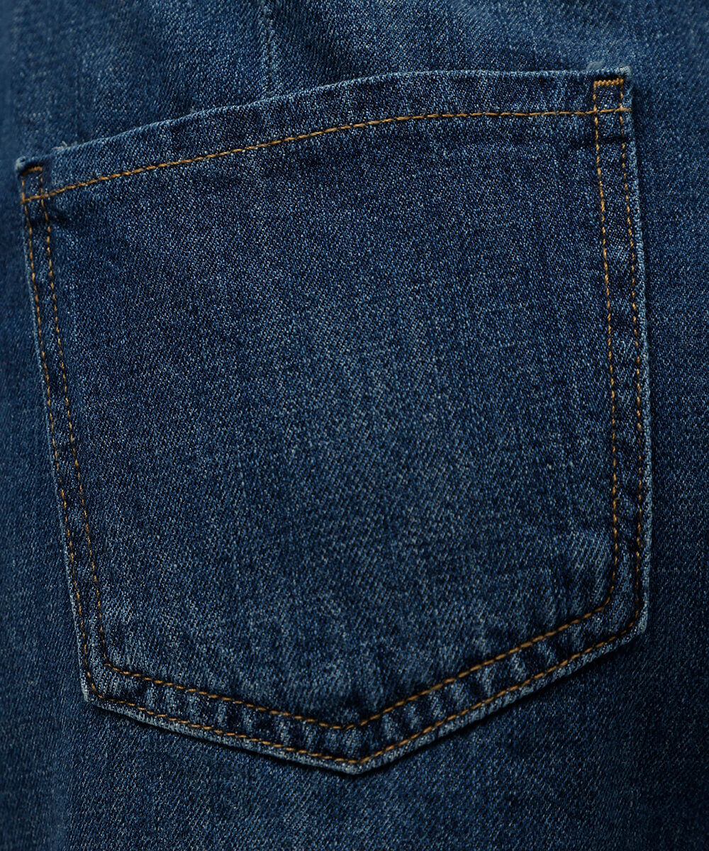 short feminino jeans cintura média com cordão azul