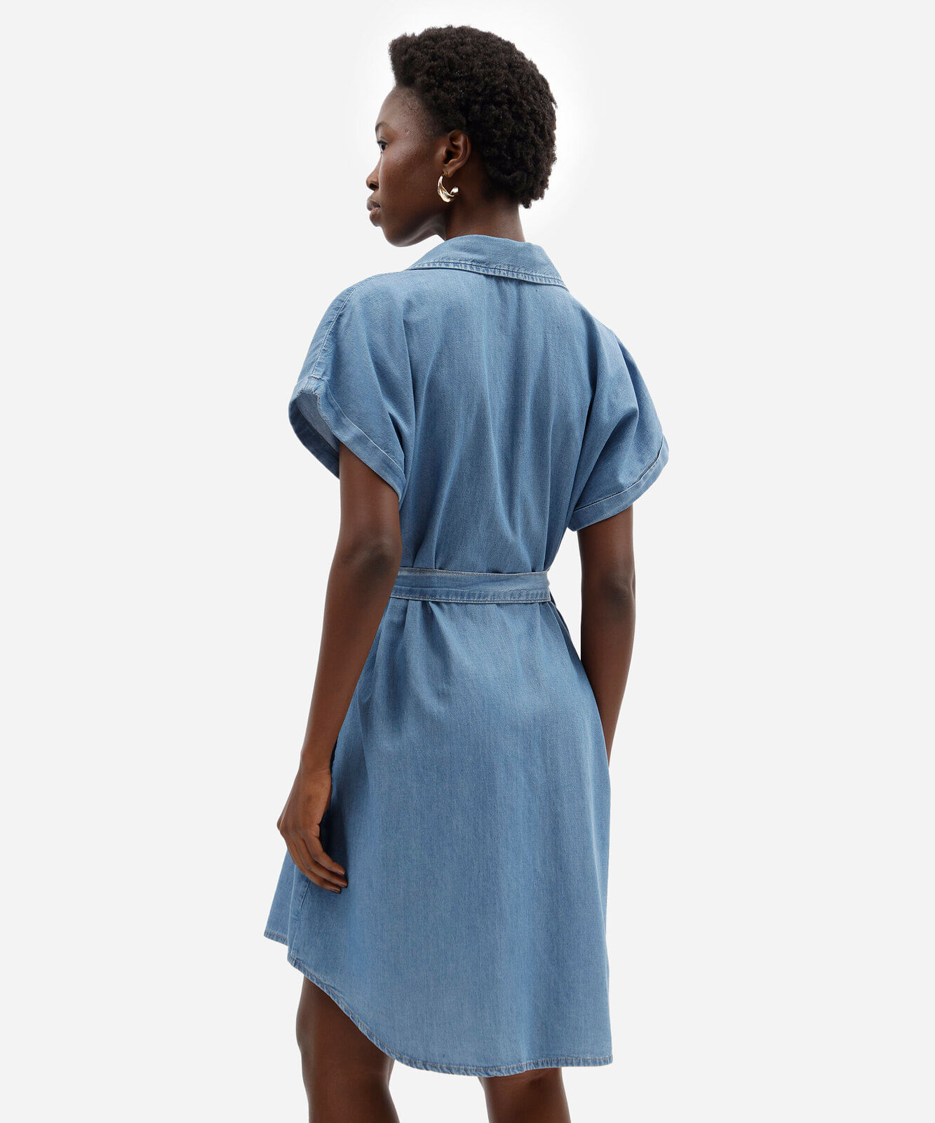 vestido curto chemise feminino jeans com faixa azul