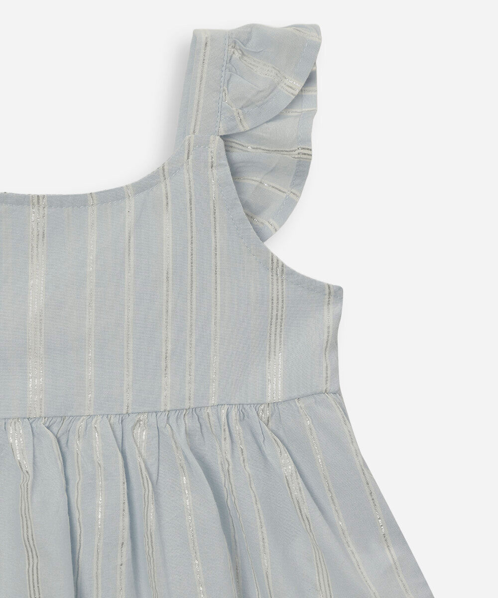 conjunto curto infantil de algodão com lurex listrado azul