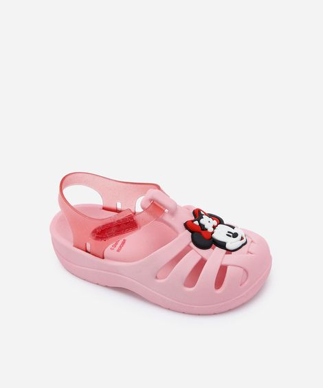 babuche infantil minnie grendene rosa