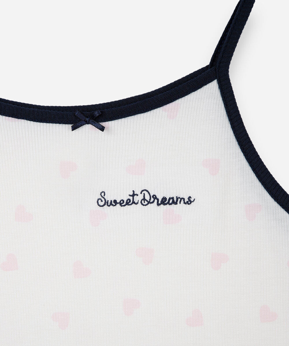 camisola juvenil com cardigan estampada off white