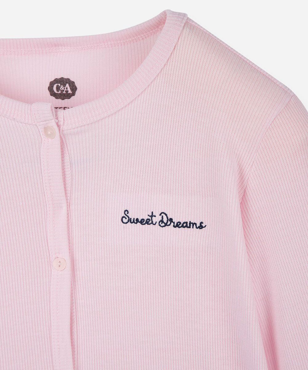 camisola juvenil com cardigan estampada off white