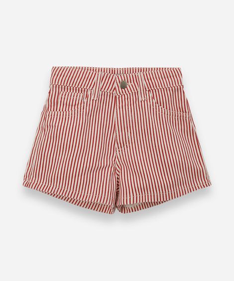 short infantil de sarja listrado vermelho