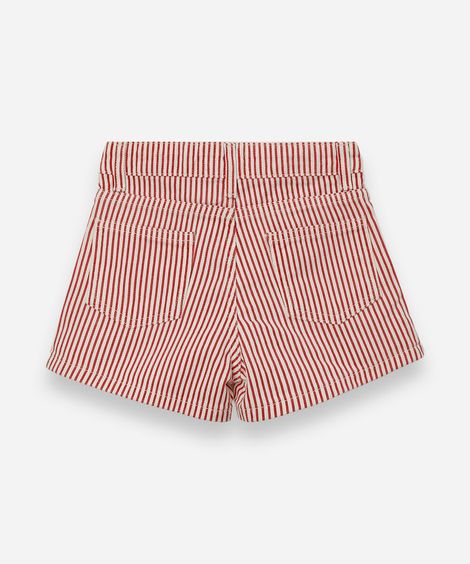 short infantil de sarja listrado vermelho