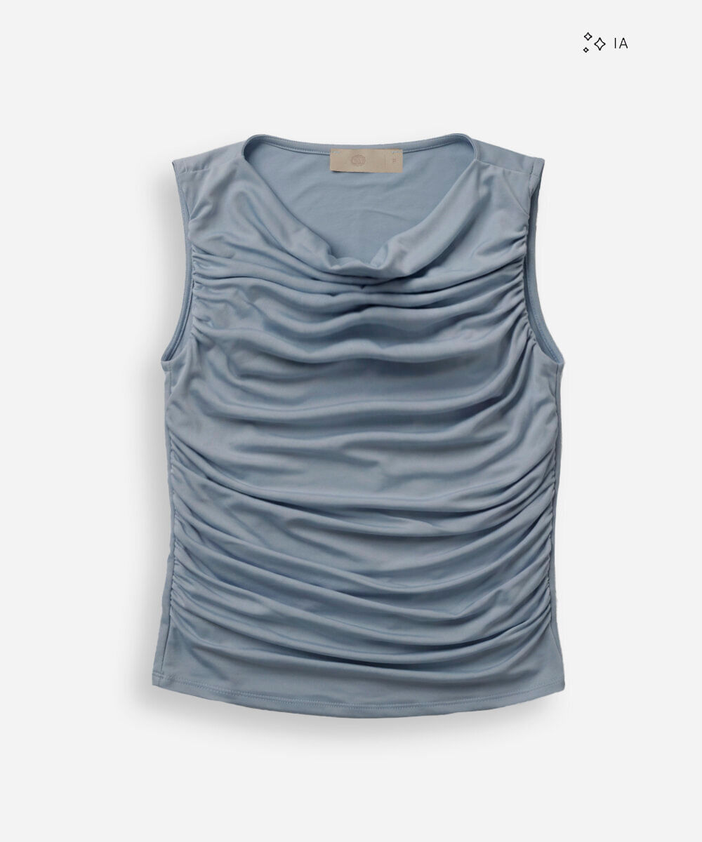 blusa feminina decote degagê franzida azul
