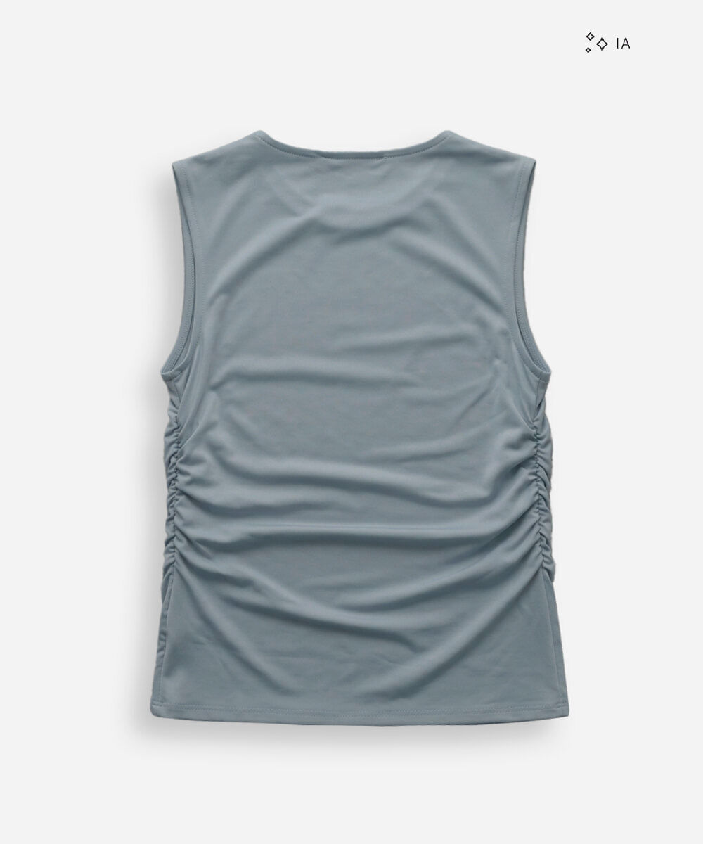 blusa feminina decote degagê franzida azul