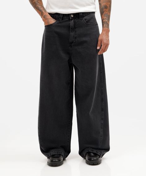 calça masculina mega baggy jeans preta