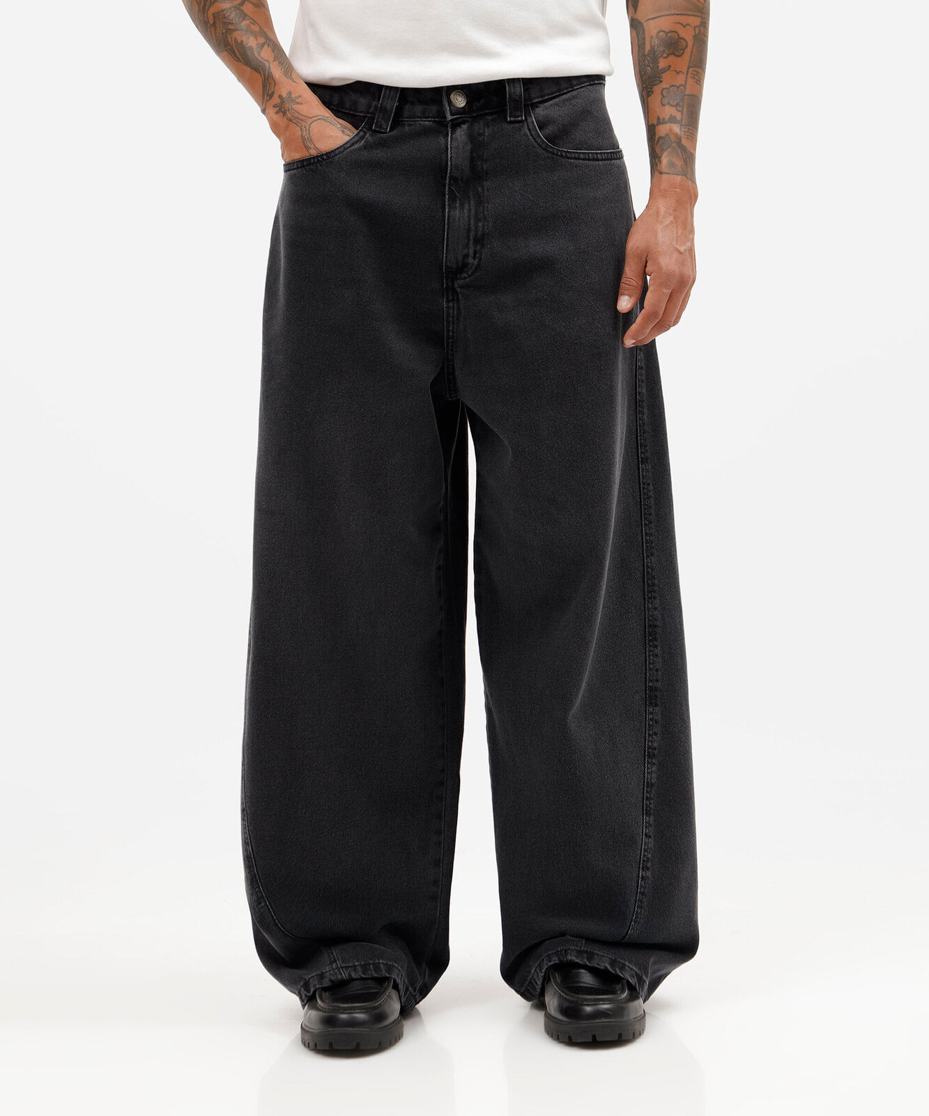 calça masculina mega baggy jeans preta