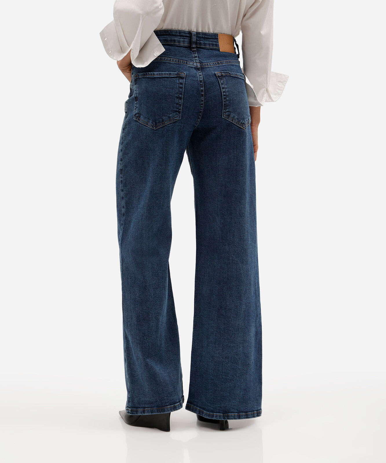 calça wide leg feminina jeans barra desfiada azul