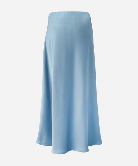 saia midi feminina acetinada azul