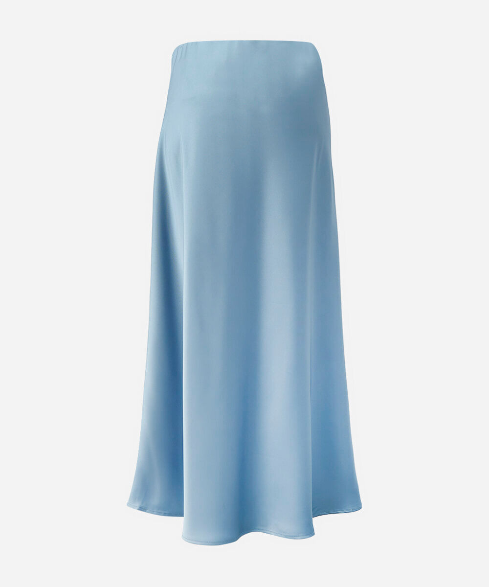 saia midi feminina acetinada azul