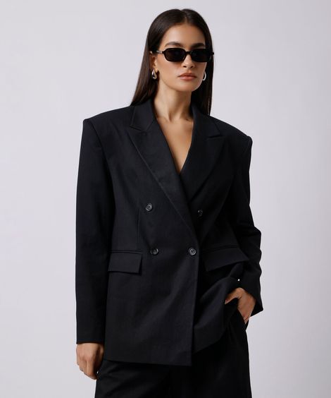 blazer oversized feminino de alfaiataria mindset preto
