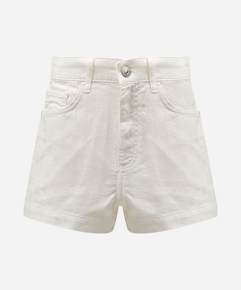 short mom feminino de sarja cintura alta off white