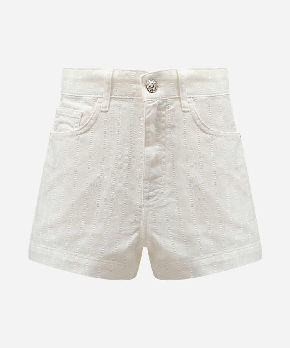 short mom feminino de sarja cintura alta off white