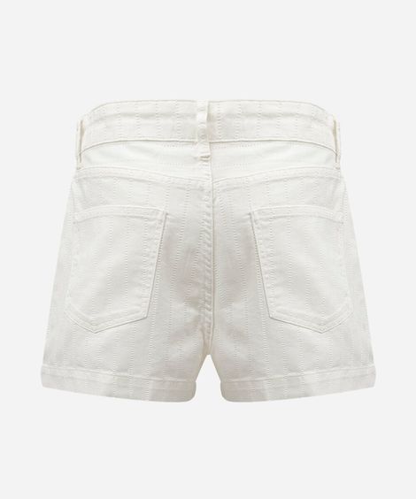 short mom feminino de sarja cintura alta off white
