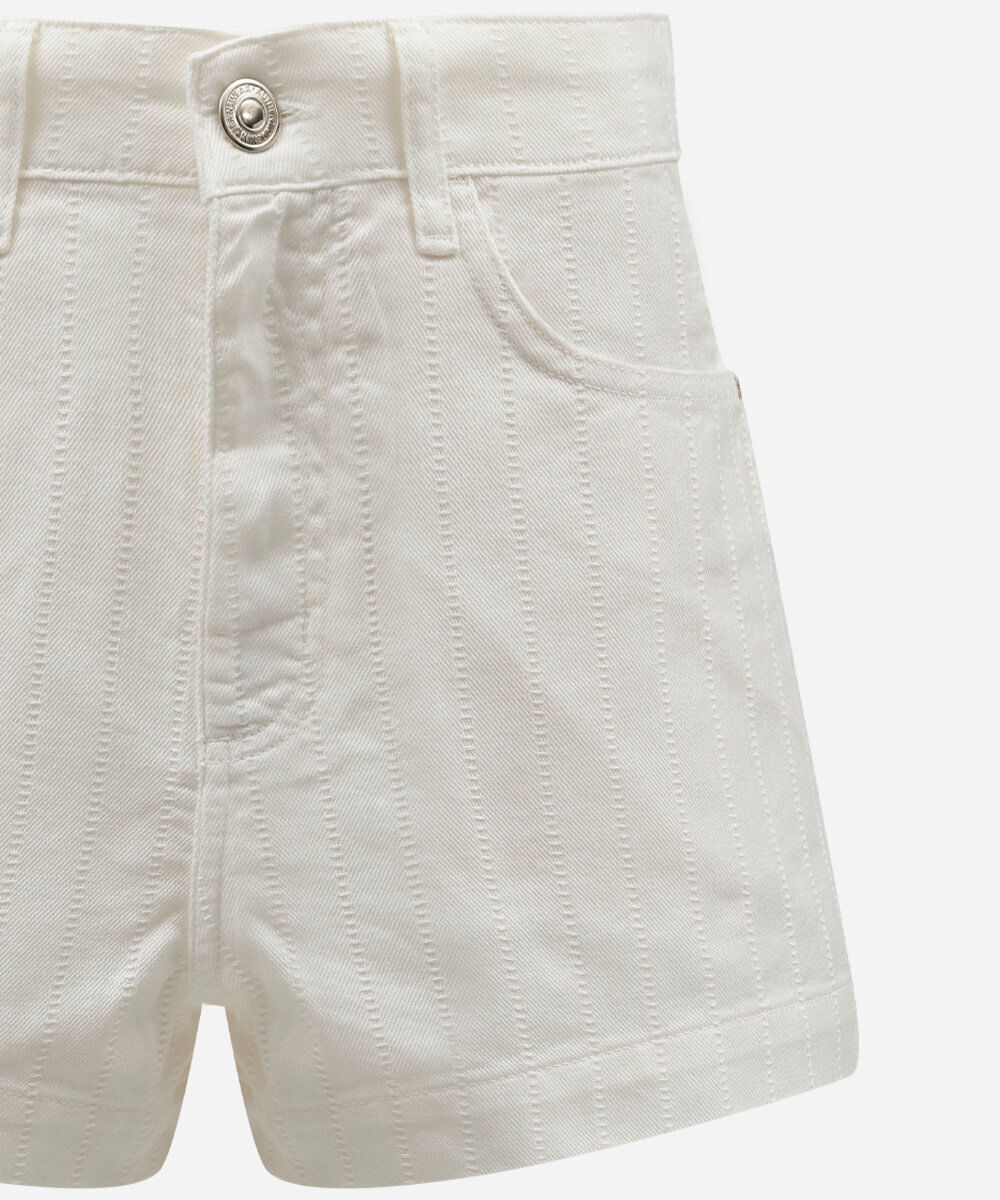 short mom feminino de sarja cintura alta off white