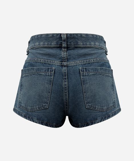short curto feminino jeans cintura alta azul