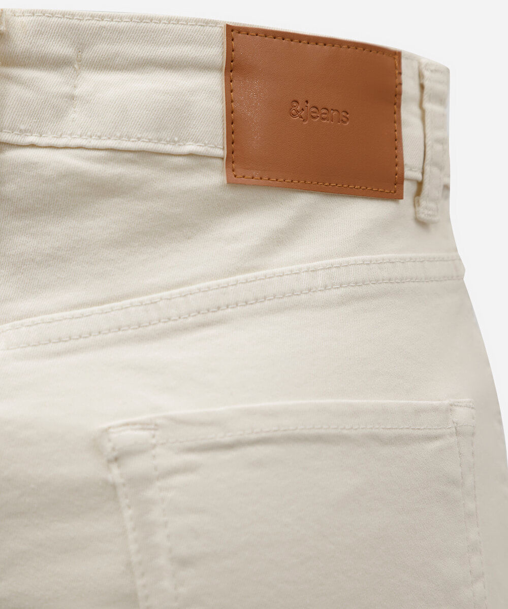 calça wide leg feminina de sarja cintura alta bege
